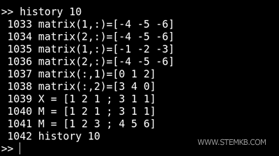 latest operations in the command history