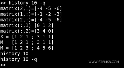 the list of the last ten operations