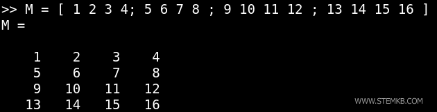 example of a square 4x4 matrix