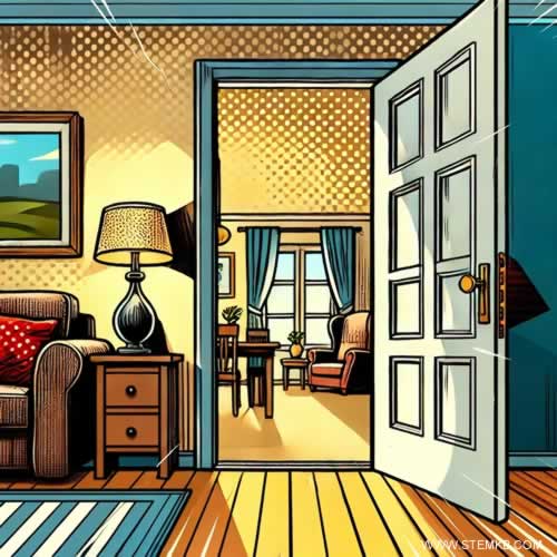 example of a real-world half-plane using a door