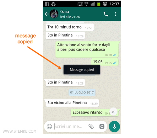 the message is copied into the memory