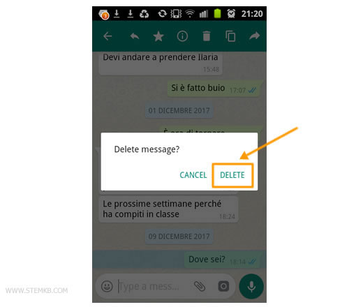 push on Delete button