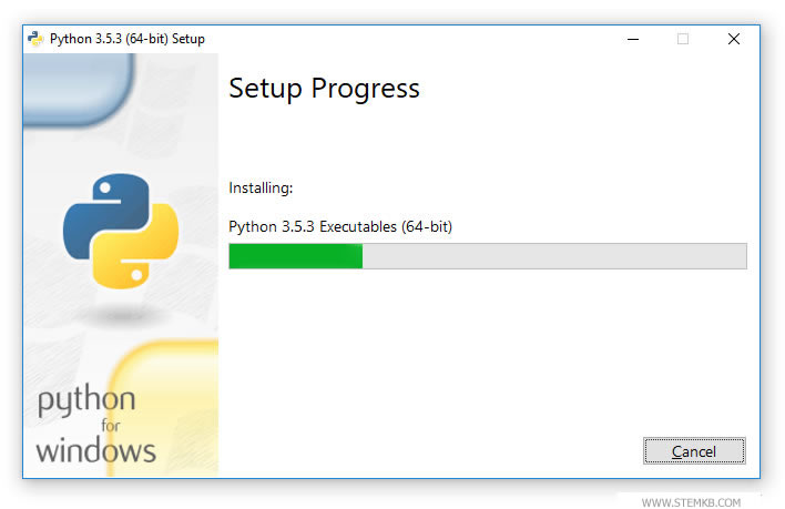 the Python installation screen