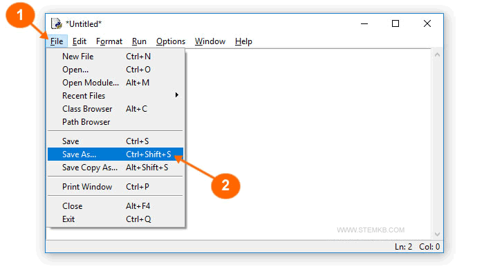 Select File and Save as