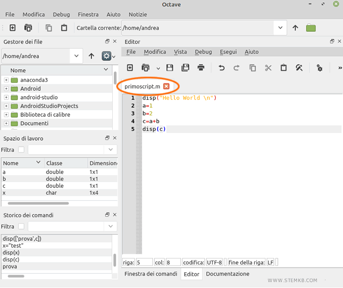 lo script ha l'estensione .m