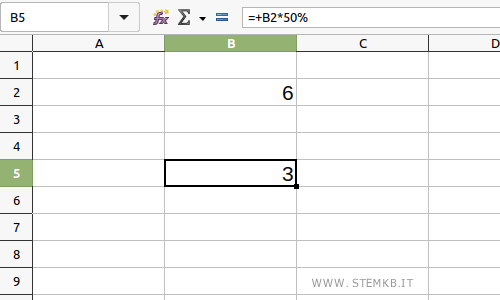 percentage calculation in Calc