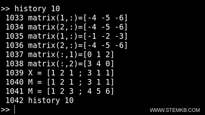 list of history command