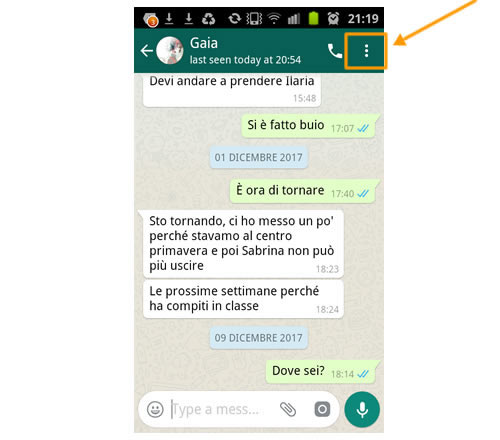 push on the menu button of whatsapp