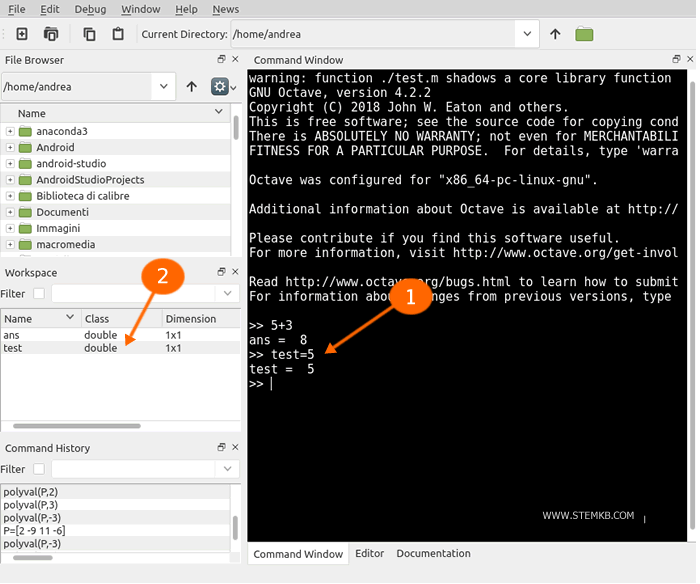 define a variable called "test"